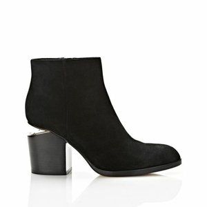 Alexander Wang Gabi Cut-Out Black Suede Ankle Boots (Block Heels)